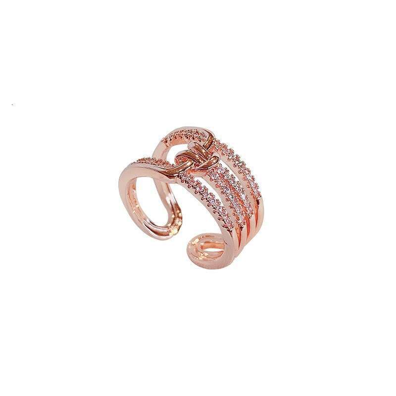 New Cool Style Plain Open for Women with Adjustable Zircon Inlay Design, Light Luxury Ring