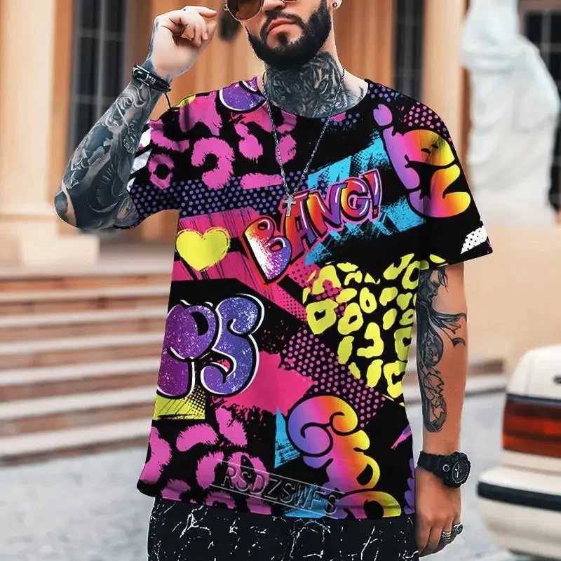 Fashion Hip-hop Graffiti 3d Printed T Shirt Mens Trend Short Sleeve Summer O Neck Streetwear T-shirt Colorful Loose Casual Tees W250224