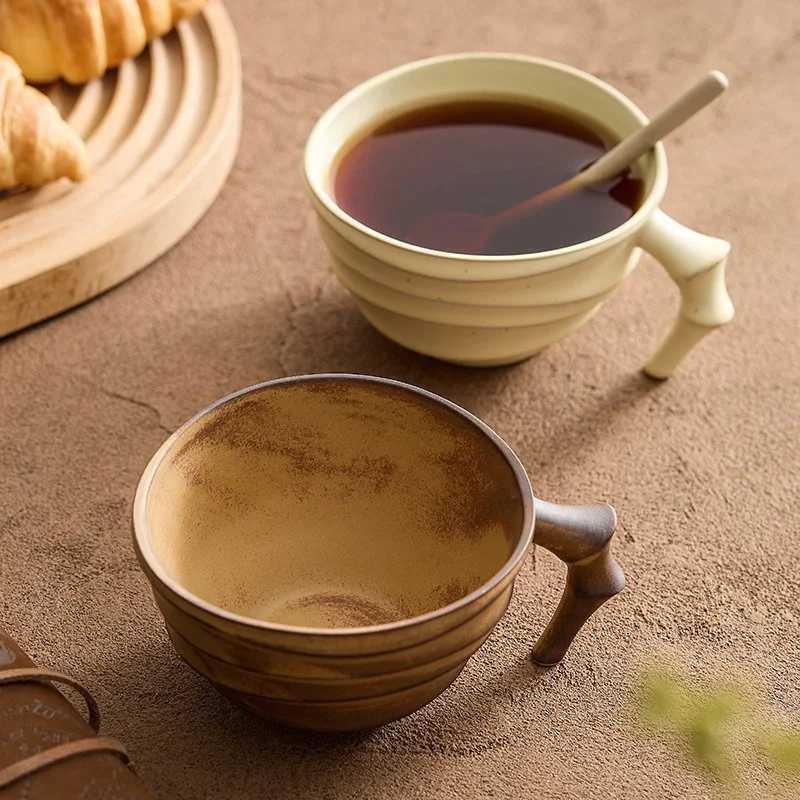 Japanese Vintage Mug 200ml Creative personalized design Coffee Cup Ceramic Mug Milk Breakfast Oatmeal cups Home Office water cupC250224