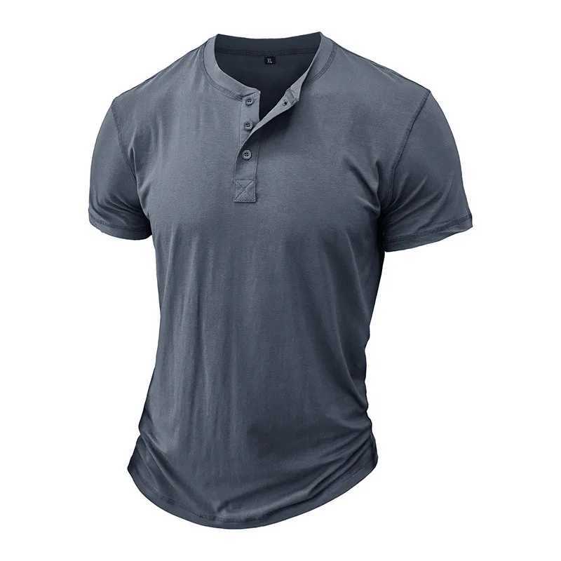 Summer European and American mens short sleeved round neck T-shirt foreign trade mens Henry shirt mens T-shirt top W250224