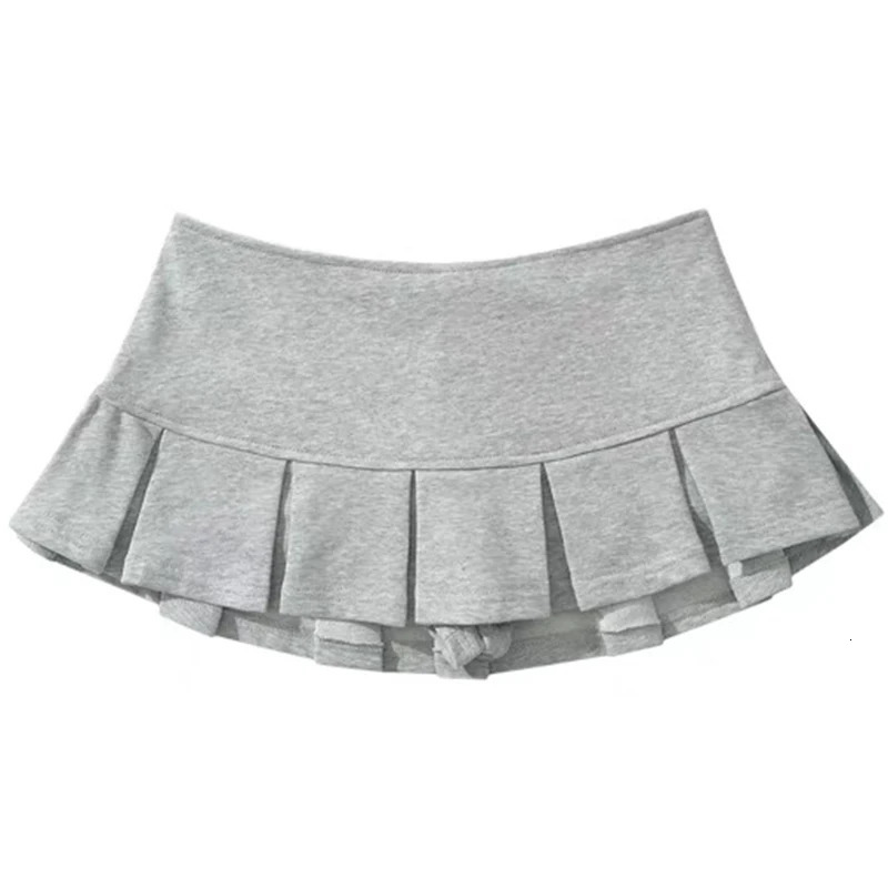 Rimocy Streetwear Y2K Gray Mini Skirts Women 2025 Summer Low Waist Pleated Shorts Skirt Woman Sexy A Line Miniskirt Mujer Faldas 250224