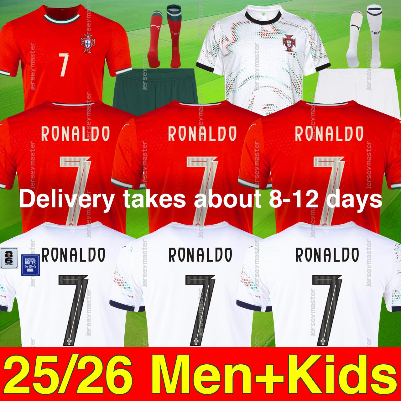 25 26 Portugal National Team Jerseys Featuring Top Players Like Ronaldo, Felix - Suitable for Fans of All Ages