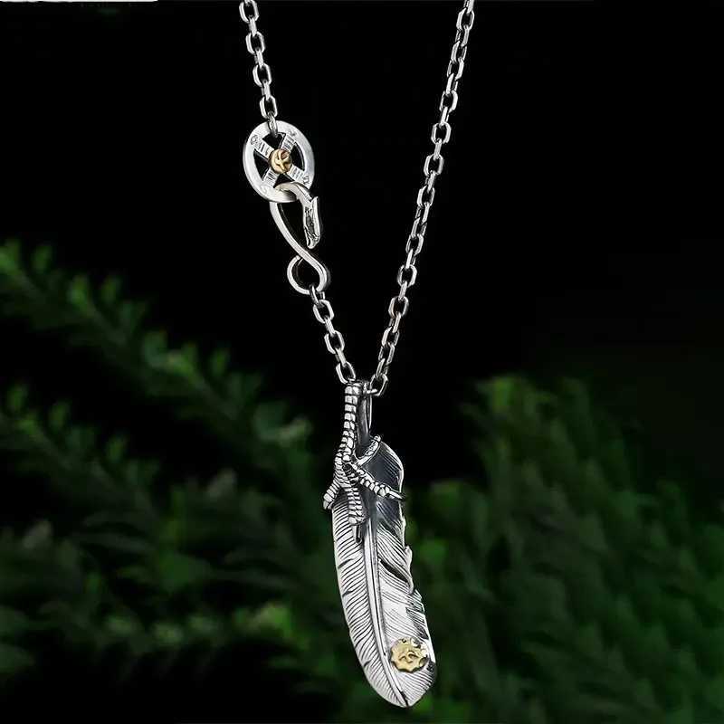 Design Claw Feather Pendant 925 Silver Necklace Hip Hop Style Couple Sweater Chain Exquisite Jewelry Accessories X250224