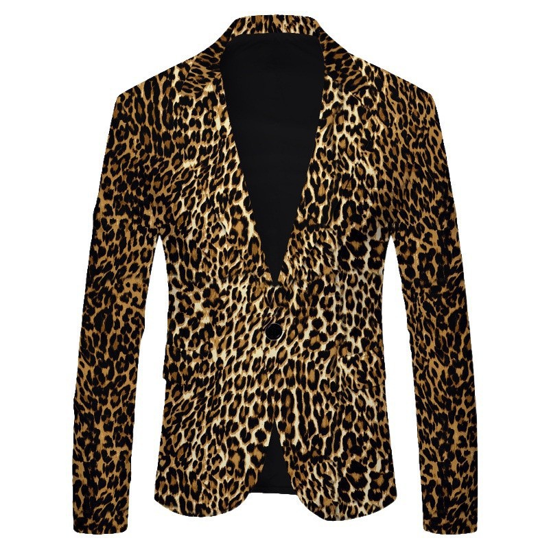 D223Stylish Men's Casual Suit Jacket with Elegant Printing Slim Cut for International Style