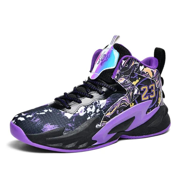 24 Basketball Shoes Black Purple Shock-Absorbing Non-Slip Sports Sneakers 35-45 Z 2.24-2