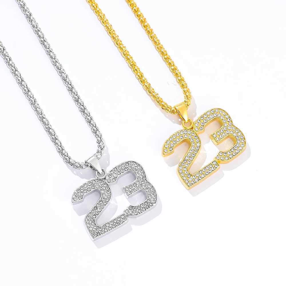 Basketball Legend Number 23 Pendant Necklace Cool For Fans Charm Collar M Hip-hop Basketball d out Rock Necklace X250224