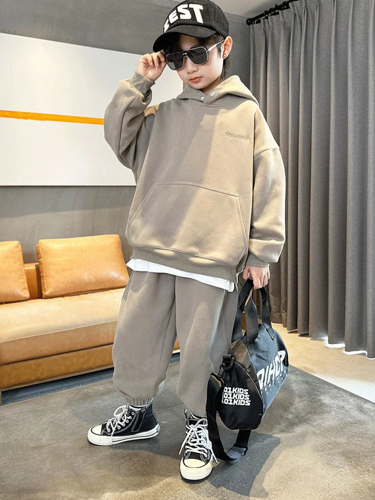 Autumn Children Boy Clothes Set Teenage Girls Letter Hoodies Pullover and Pants Suit Kid Sweatshirts Top and Bottom Tracksuits 250224