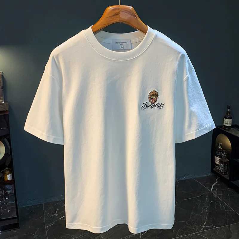 High end T-shirt mens summer 2025 thin fashion trend embroidered printed short sleeved round neck tops W250224