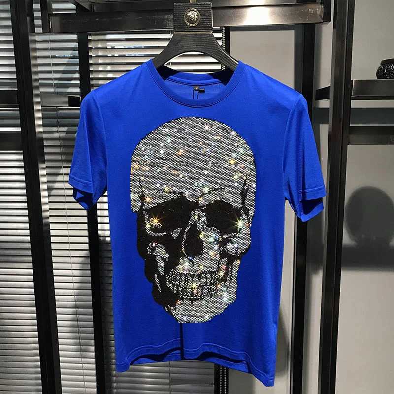2024 New Trend Mens T-shirt Printed Cotton Round Neck Hot Skull Loose Top W250224