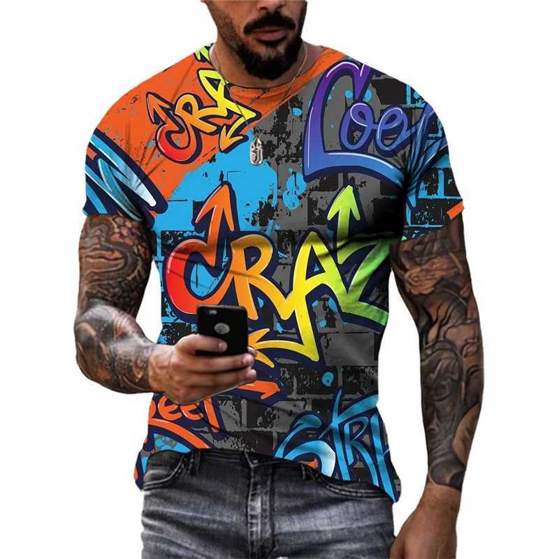 Summer New 3D Printed Graffiti Men T-shirts 2023 Trend Fashion Casual Street Art oversized t shirt Hip Hop harajuku O-neck Tees W250224