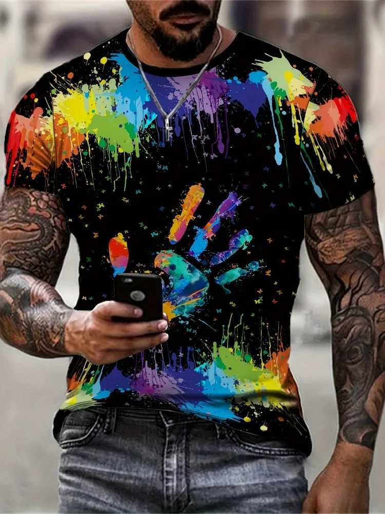 3D Graffiti Headphones Printed Mens Fashion T-shirt Summer Daily Casual Mens T-shirt Urban Street Mens Short-sleeved Top W250224