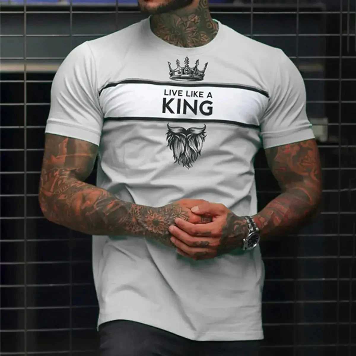 New Fashion Mens T-shirt Casual Tops Summer O-neck Slim Vintage Short Sleeved Tees Male Trend Streetwear Daily Mens Clothing W250224