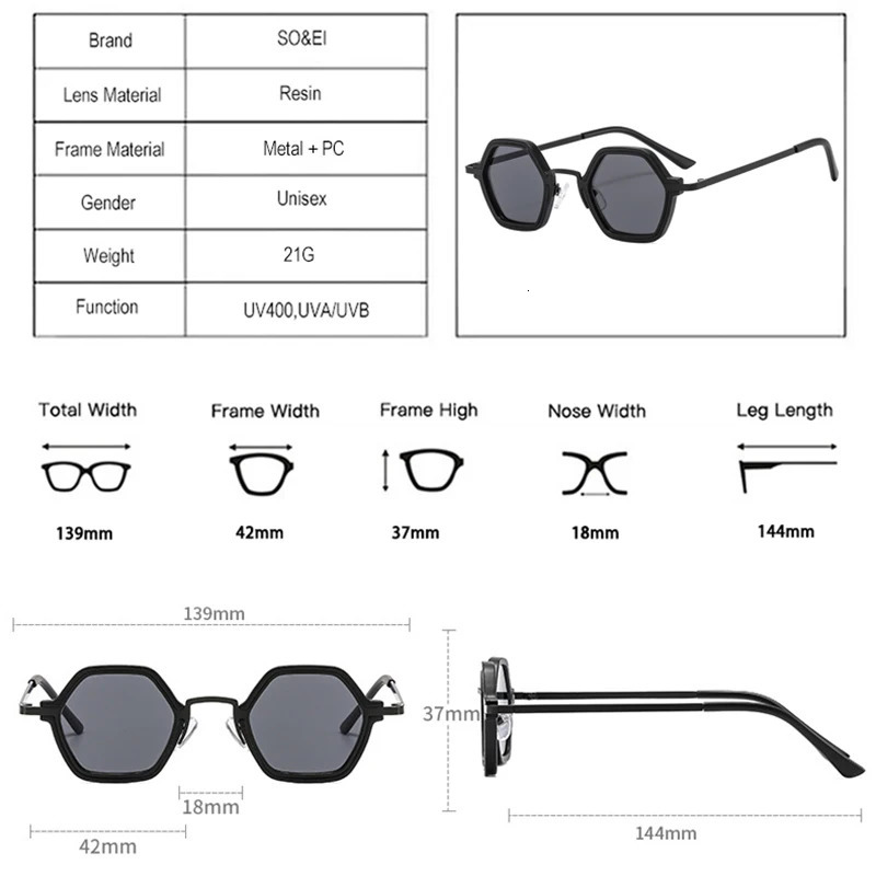 Retro Polygon Square Sunglasses Women Fashion Clear Ocean Gradient Lens Eyewear Men Trending Punk Sun Glasses Shades UV400 250218