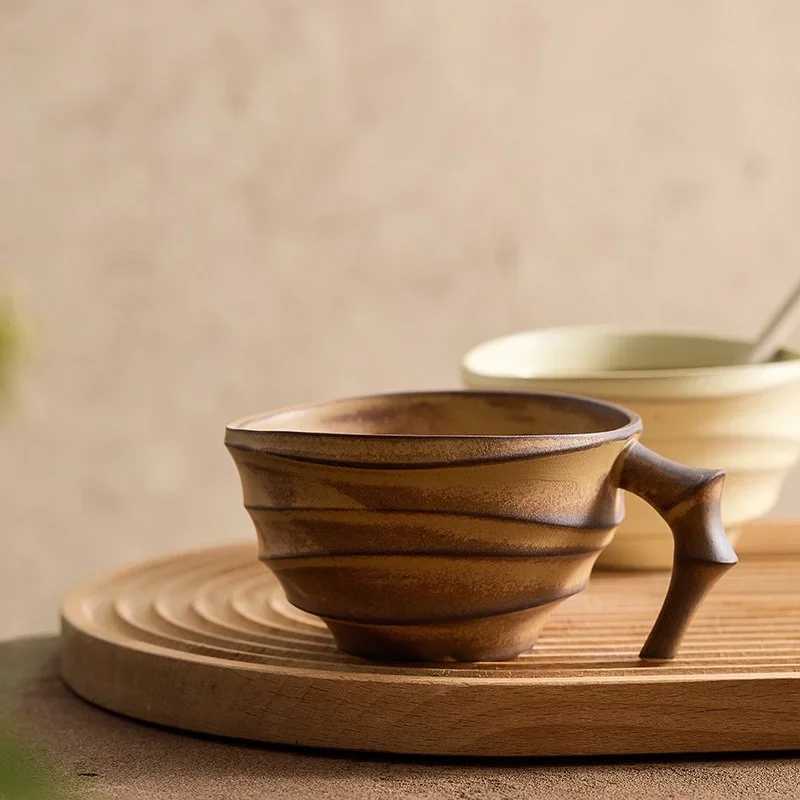 Japanese Vintage Mug 200ml Creative personalized design Coffee Cup Ceramic Mug Milk Breakfast Oatmeal cups Home Office water cupC250224