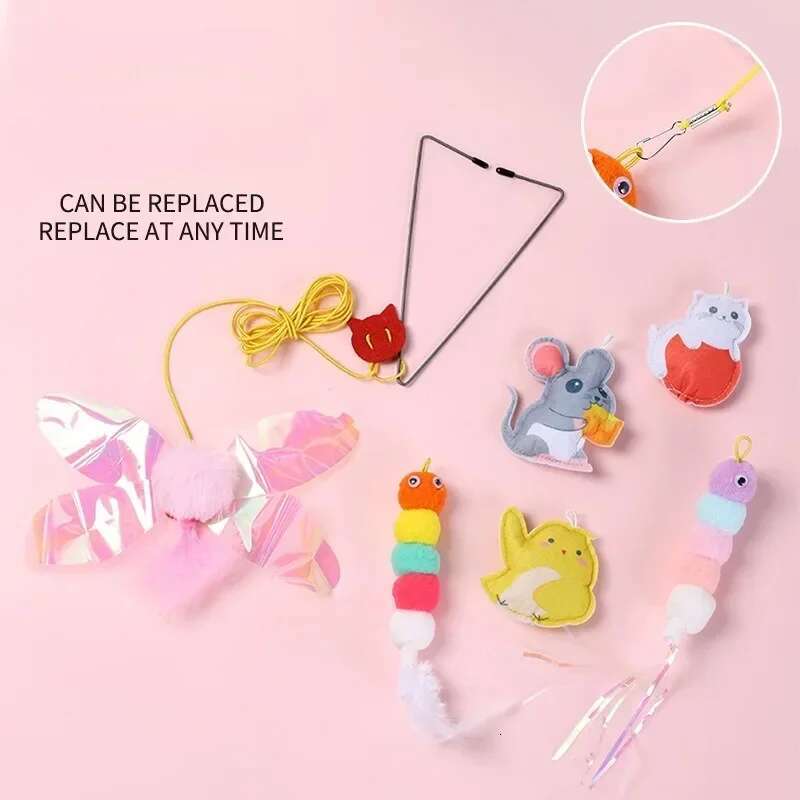 Long Rope Accessories Pet Kitten Cat Toy Swing Sticky Disc Elastic with Bell Hanging Door Teasing