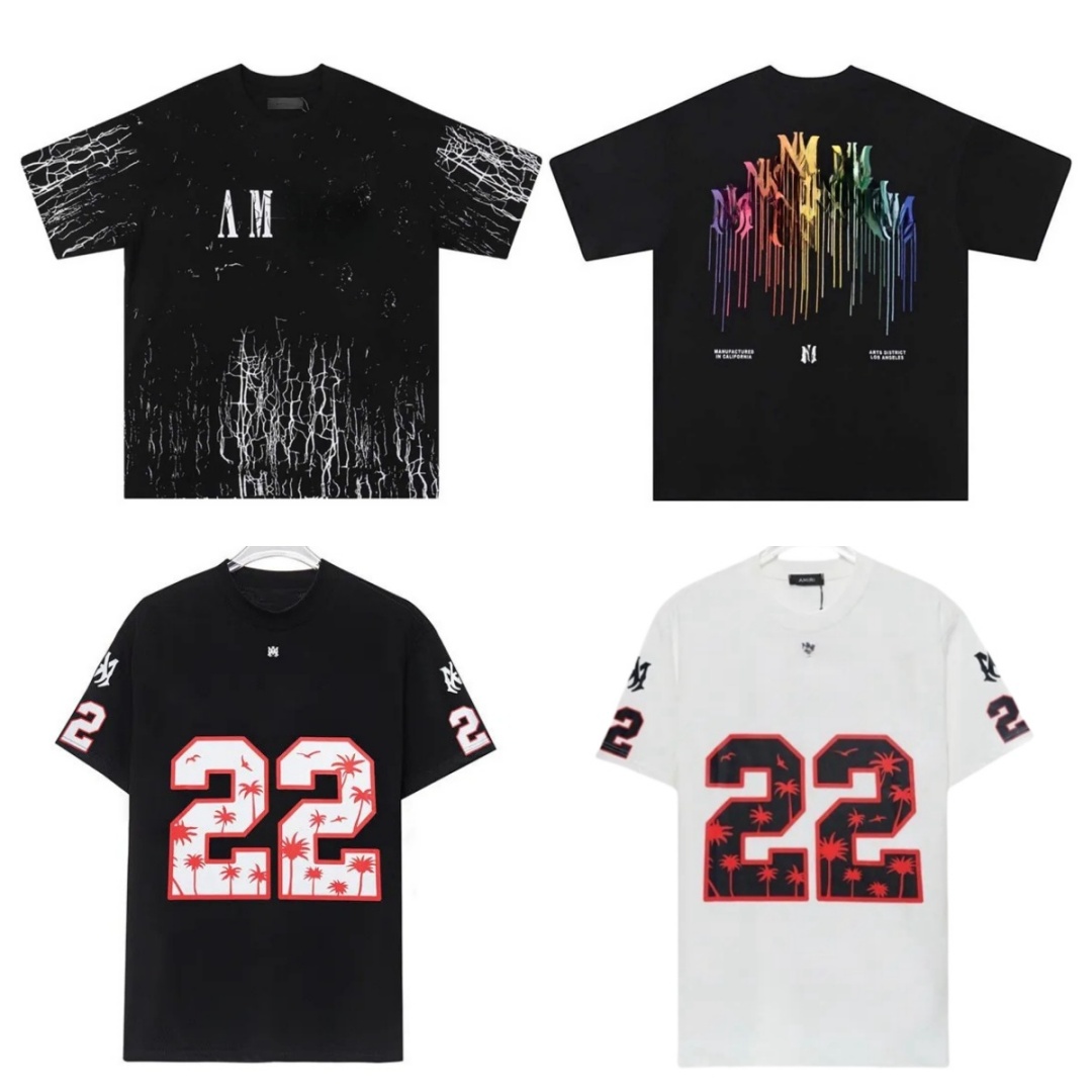 AM Designer Mens T shirts Printed man T-shirt Cotton Casual Tees Short Sleeve Hip Hop Streetwear Fashion Men Tshirts Size S-XL