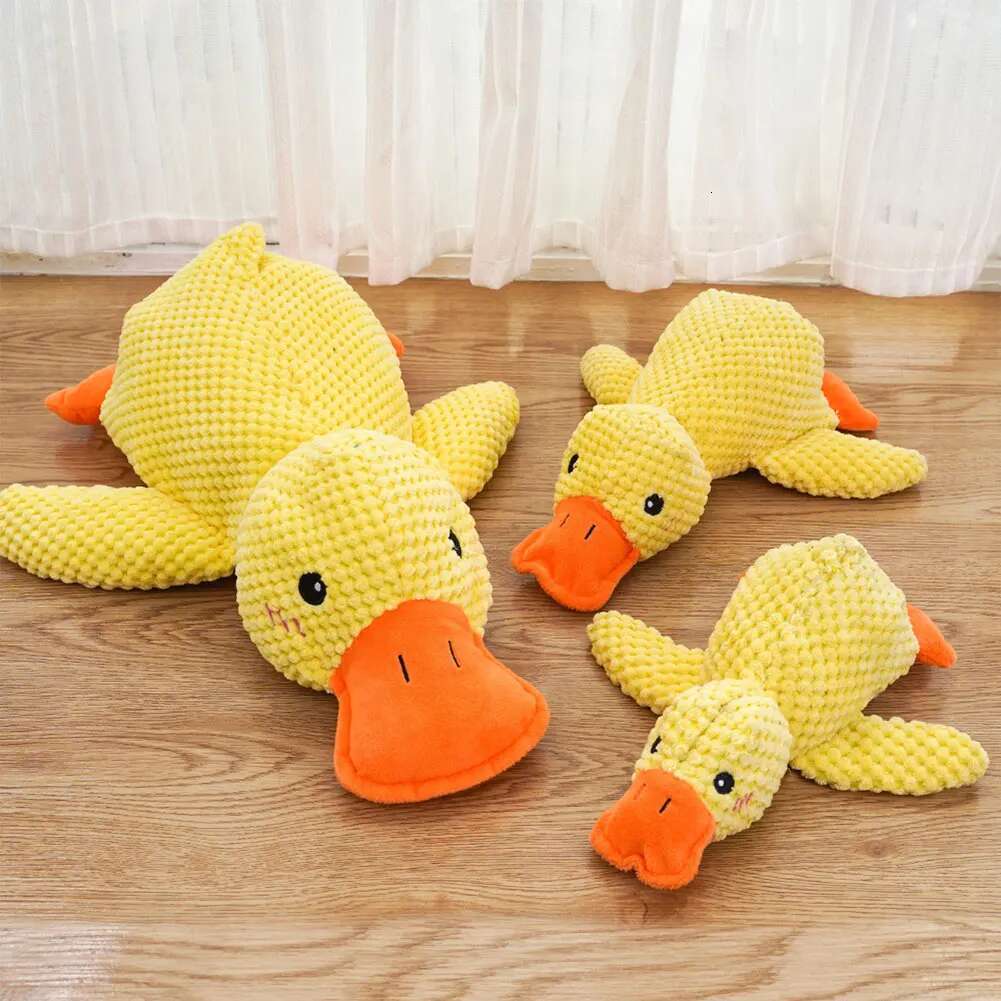 Plush Dog Calming Toy Bite Resistant Sleeping Sound Making Yellow Duck For Small Dogs Golden Retriever Corgi Pet Toys
