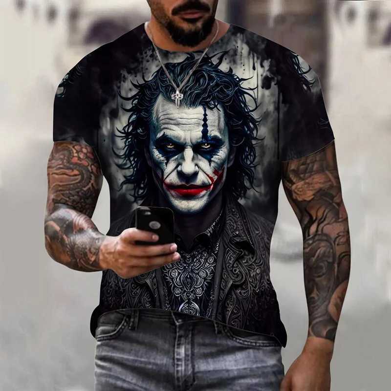 2024 Mens Summer 3d Clown Print T-Shirt Street Trend Hip Hop Short Sleeve Mens clothing Oversized t-shirt graphic t shirts W250224