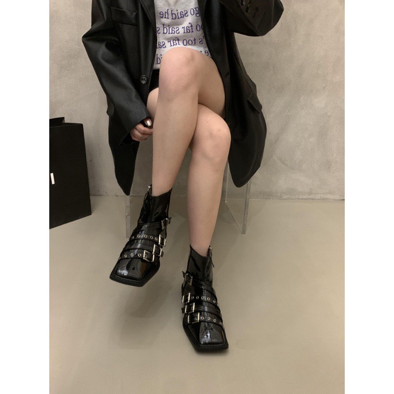 Leather Women's Autumn Winter Trend Thick-soled Women Ankle All-match Boots New Ladies Black 0a60