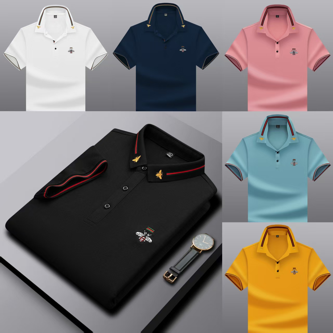 Light luxury polo casual half sleeved summer new independent designer men's trend simple lapel short sleeved T-shirt business top