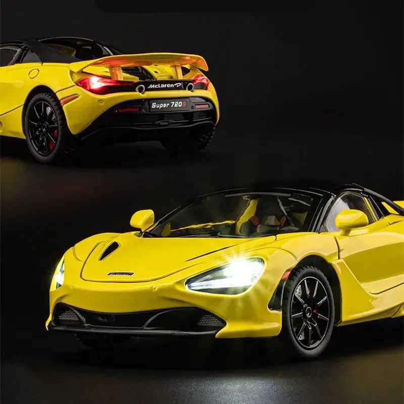 1 24 McLaren 720S Alloy Racing Diecast Metal Sports Car Model Silation Sound and Light Collection Childrens Toy Gift Free shipping
