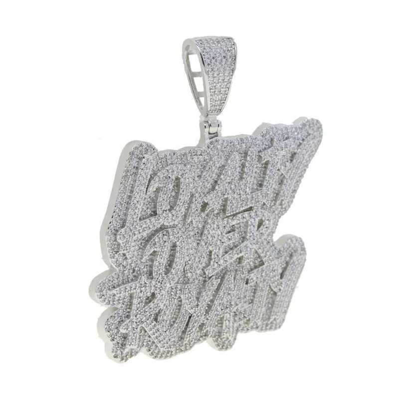 New Fashion Royal Letter Pendant Necklace Hip Hop Sparkling Cube Zirconia Mens Party Jewelry X250224
