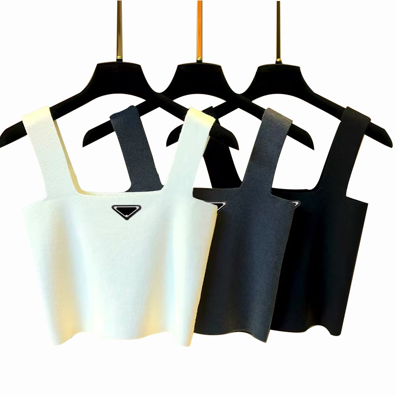 Designer Tank Top Fashion Women Vest Summer Black White and Gray Sleeveless Knitted Suspenders Round Neck Sexy Designer Clothing Vest