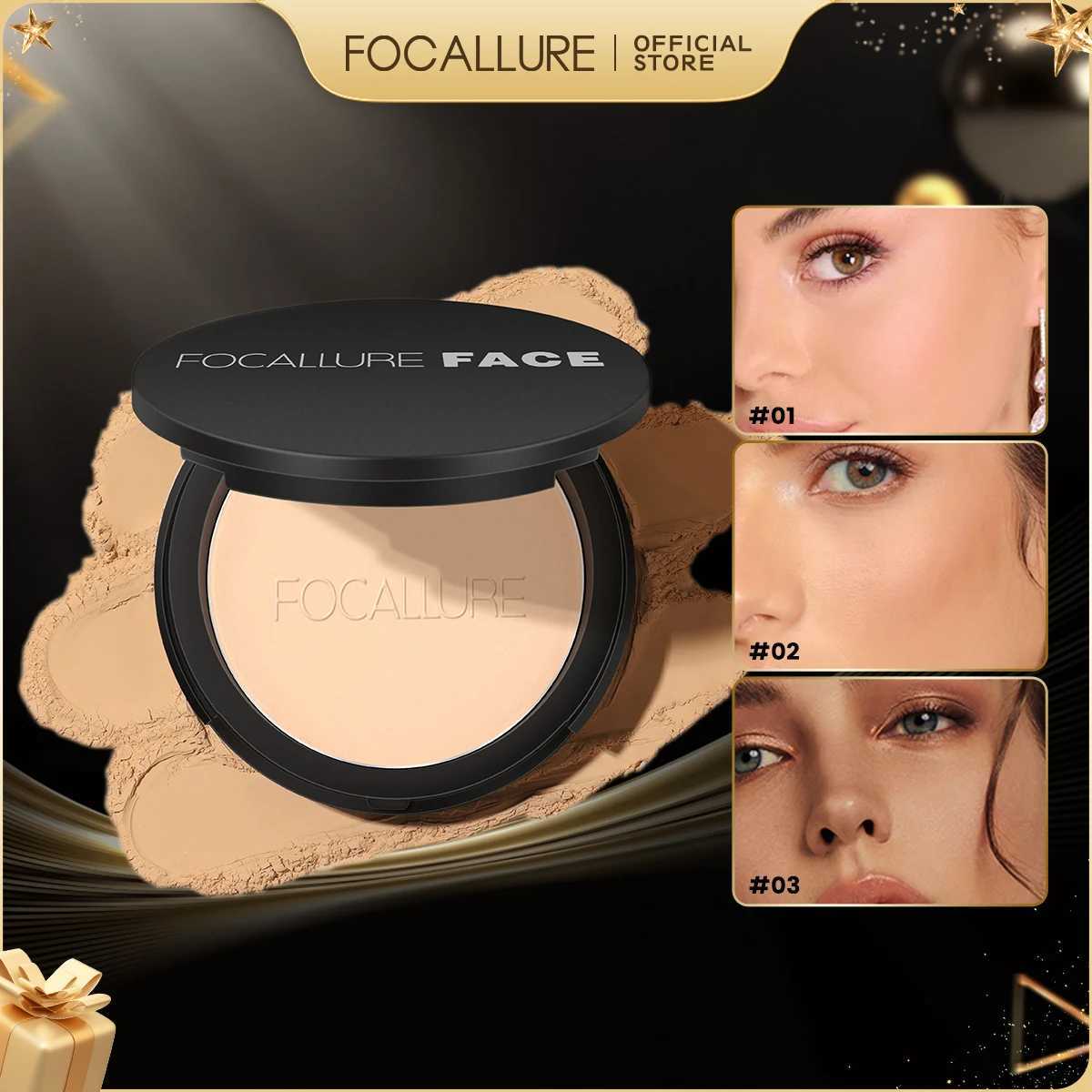 FOCALLURE 9 Colors Pressed Powder Waterproof Long-lasting Full Coverage Face Compact Setting Powder Makeup Foundation CosmeticsXJ250224