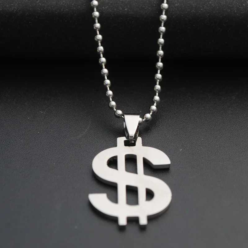 Stainless steel necklace dollar sign currency style pendant necklace fashionable used as a gift for girls at jewelry parties X250224