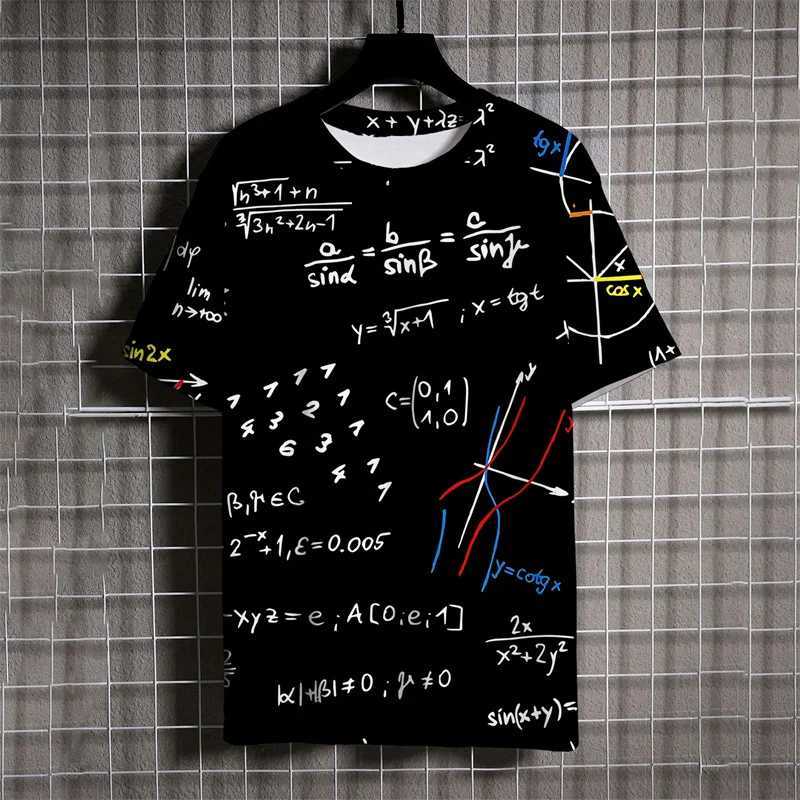 3D Printed Math Formula T-Shirt For Men Experiment Pattern T Shirts Summer Casual Short Sleeves Round Neck Tops Trend Loose Tees W250224