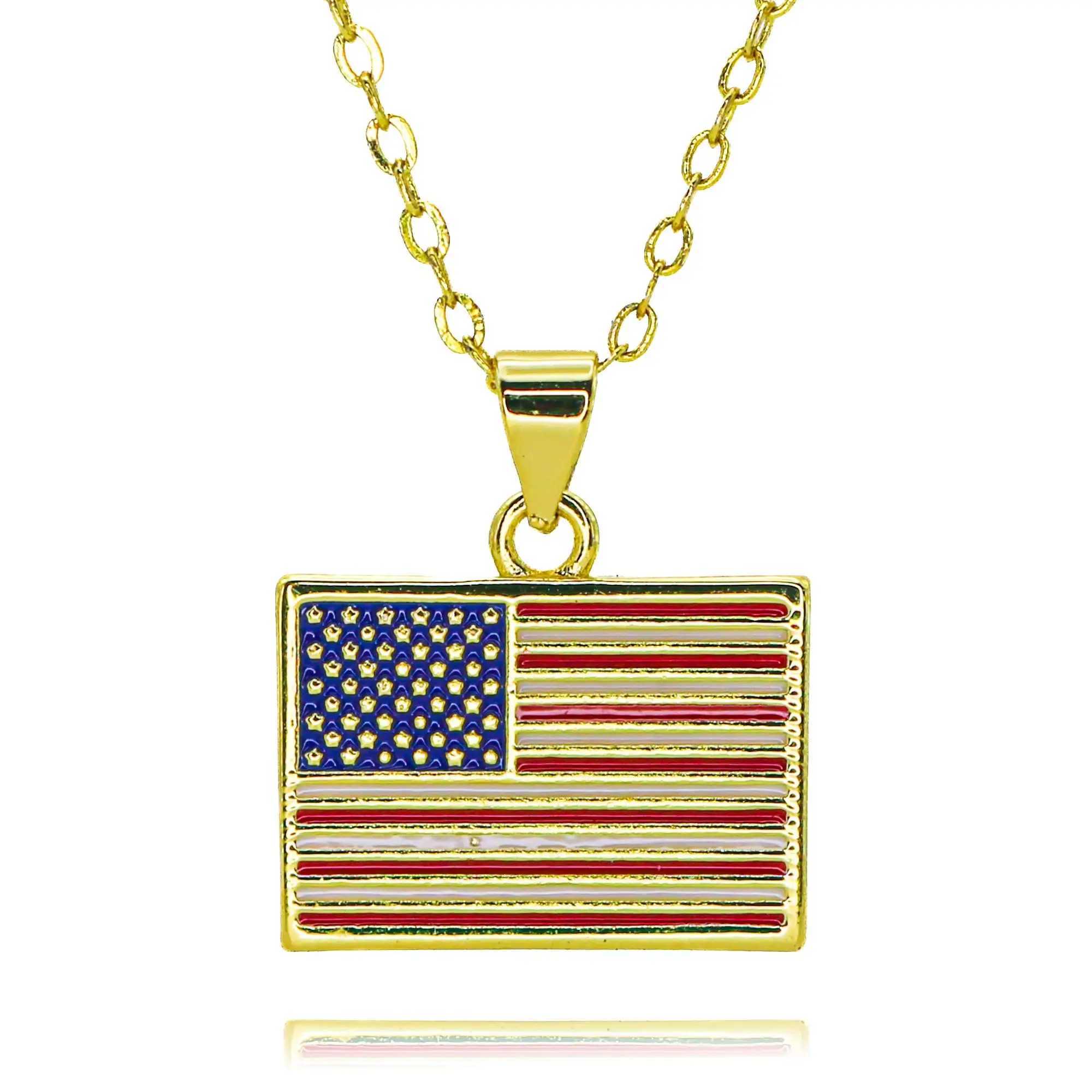 Copper Gold Plated United States Flag Charms for DIY Jewelry Making Enamel USA Flag Souvenir Pendant Jewelry Gifts Accessories X250224