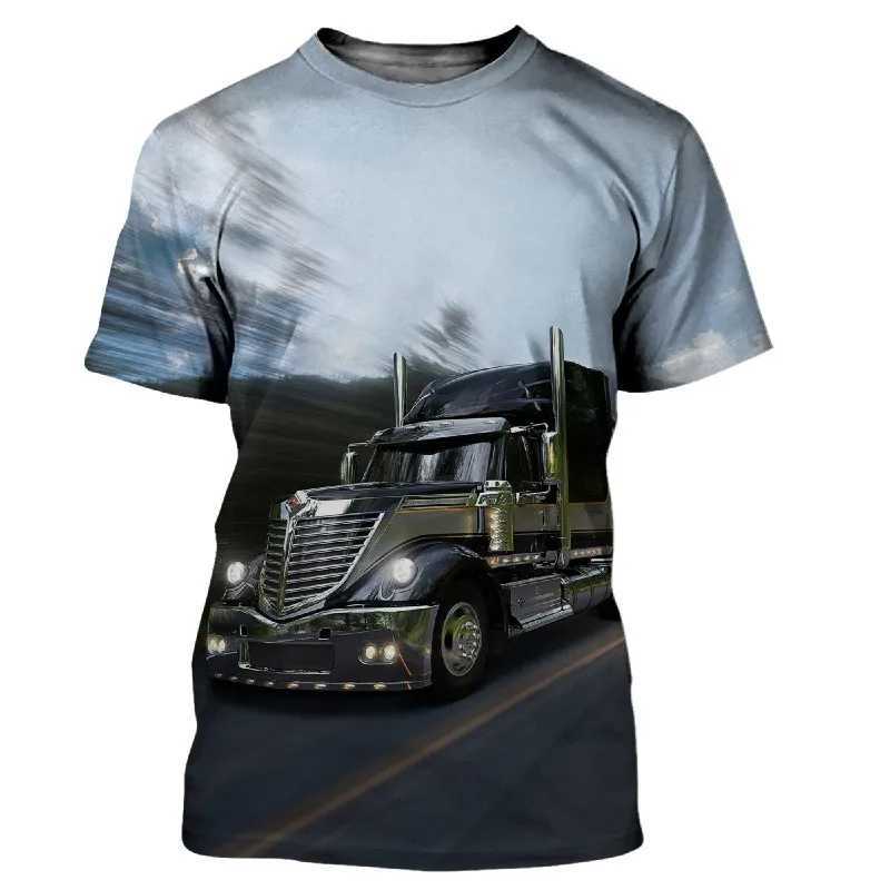 Summer Mens and Womens 3D Printing Couples Street Heavy Truck Fashion and Comfortable Casual T-shirt W250224