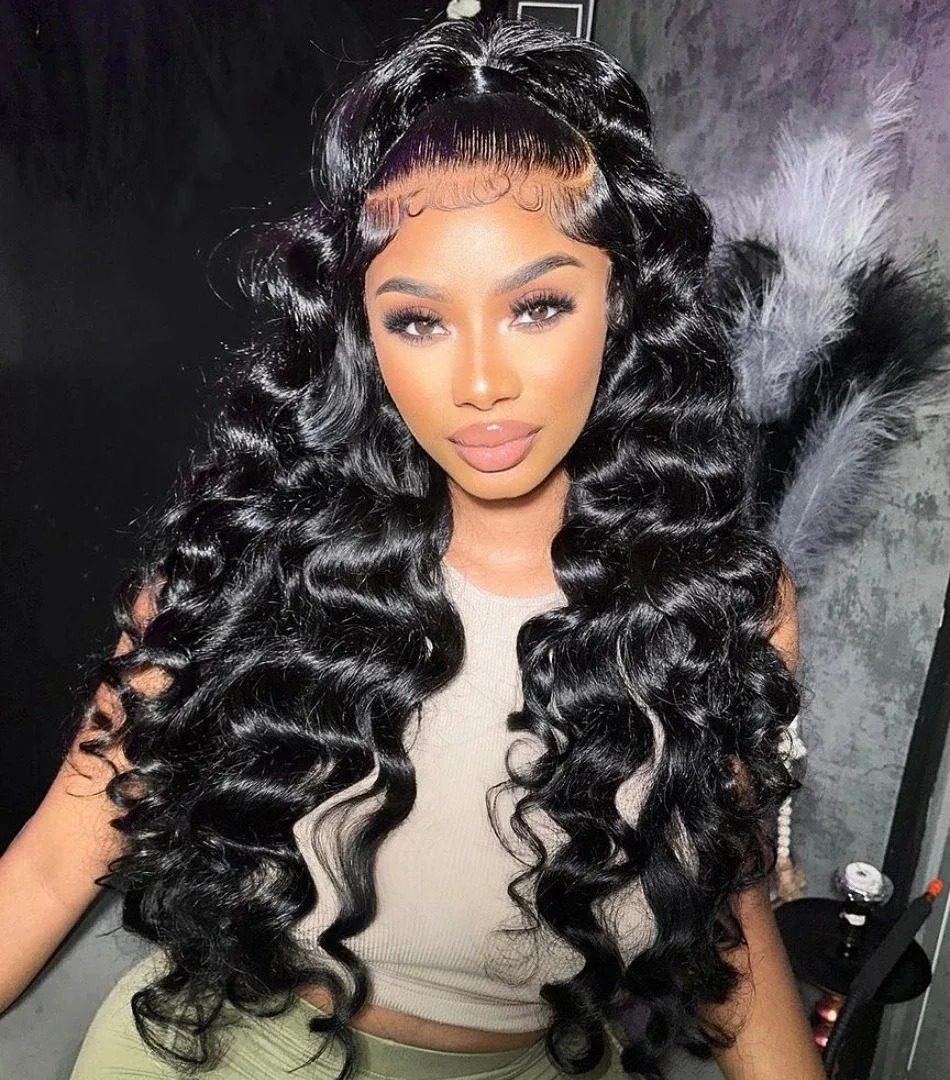 Free shipping 250% Peruvian Hair 30 38 40 Inch 13X6 Deep Hd Frontal Wig Black 13X4 Water Loose Wave Lace Front Wigs Synthetic Preplucked for Women