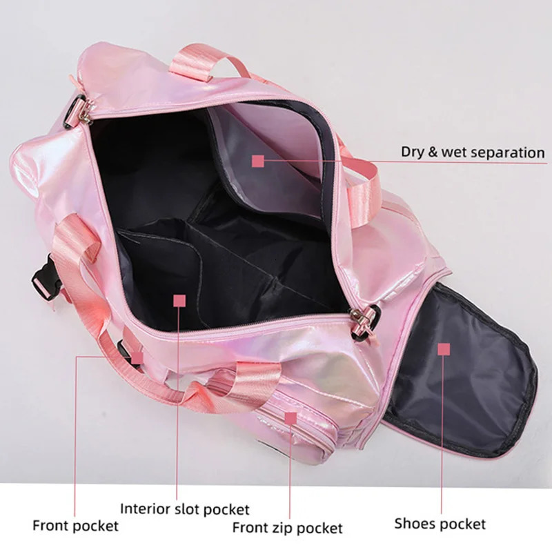New Free Shipping Designer Bag Pearl Glossy Gym Women Training Handbag Waterproof Yoga Bags Wet Dry Separation Swimming Pack Female Travel Tote Bag