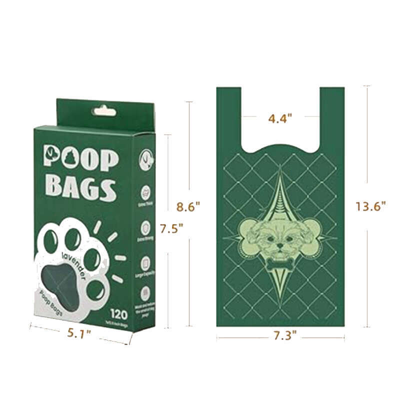 DHpet Ultra Thick Lavender - Scented Leak - Proof Pet Waste Disposal Bags with Tie Handles for Litter Boxes & Dog Poop, Disposable 120Bags