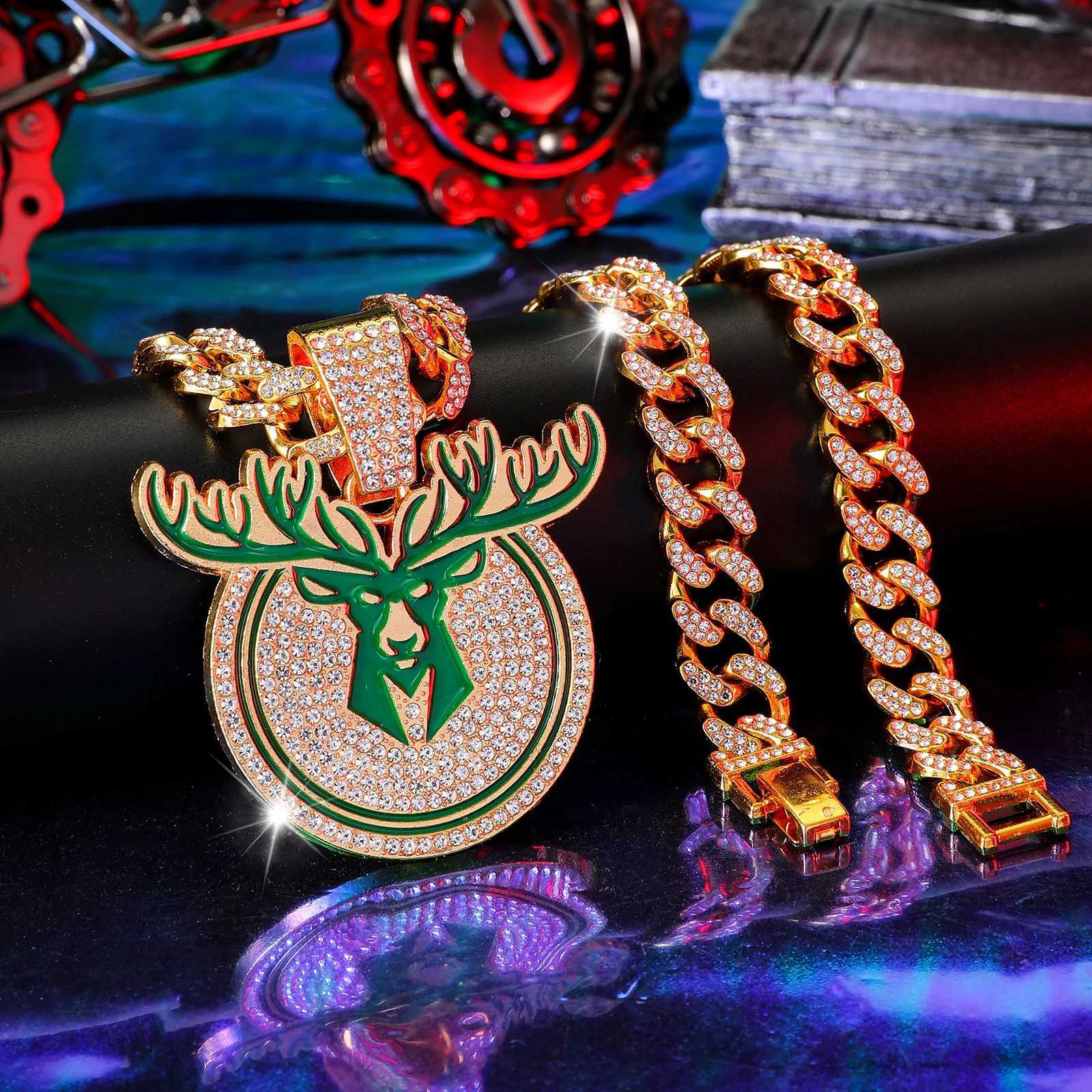 High-Quality Hip Hop Style Deer Pendant Necklace with 20in Cuban Chain X250224