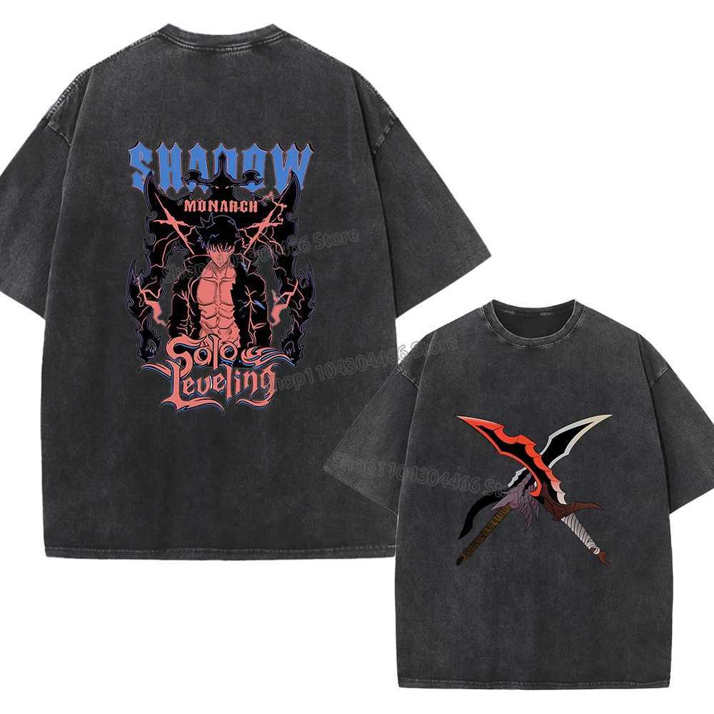 Solo Leveling 00% Cotton Washed T Shirt for MenWomen 230g T-Shirt Y2k Shirt Clothes Streetwear Oversize Shirts Trendy Clothes W250224