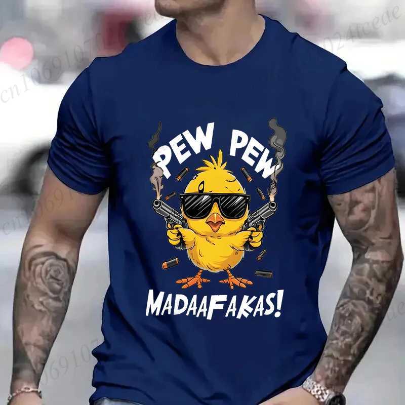 Pew Madafakas Mens T-shirt Cute Chick Fun Graphic Top Summer Short sleeved T-shirt Fashion Street Mens Ultra fine Clothes W250224