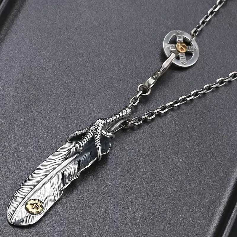 Design Claw Feather Pendant 925 Silver Necklace Hip Hop Style Couple Sweater Chain Exquisite Jewelry Accessories X250224