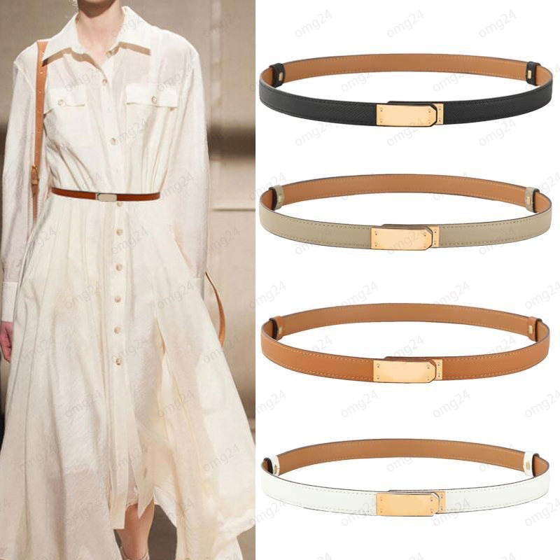 Dress designer belt thin leather belts for women designer ceinture luxe narrow tucked waistband locking buckle luxury womens belt simple width 1.8cm black om163
