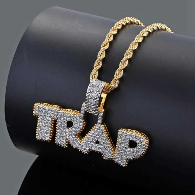 Out Chain Necklace Trap Design Letter Pendant Personality Trend Fashion Hip Hop Necklace X250224