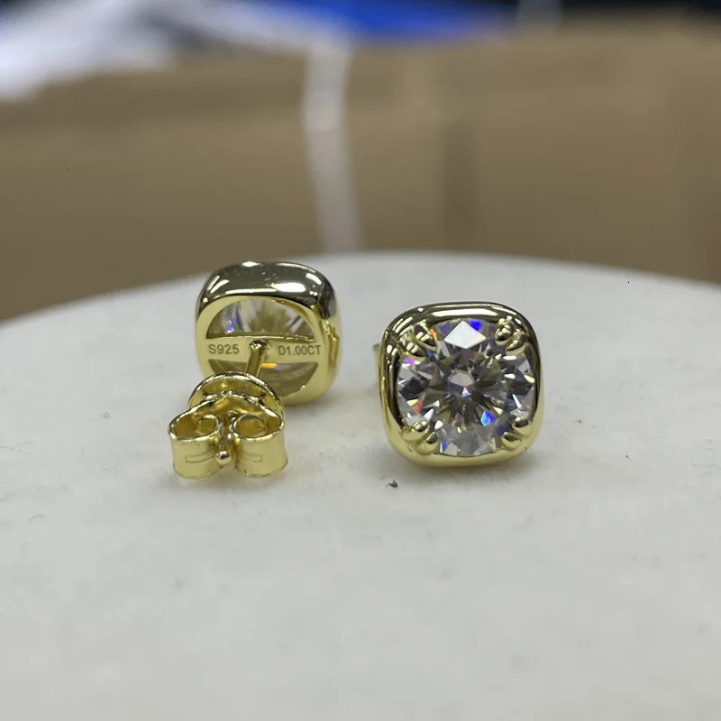 Lnngy Sparkling 6.5MM 1CT Earrings For Women Certified 925 Sterling Silver Square Shape Stud Earring 2024 Jewelry 250221