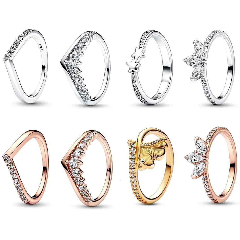 925 High-Quality New Sterling Silver pretty stars Sparking Ring Timeless Half Sparking Rings Fit Women Jewelry Gift wholesale