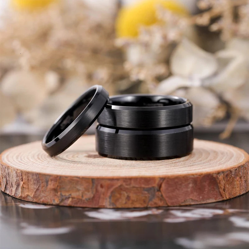 TIGRADE 4/6/8/mm Black Tungsten Carbide Ring Men Brushed Silver Color Wedding Band Women Engagement Rings For Male Jewelry 250218