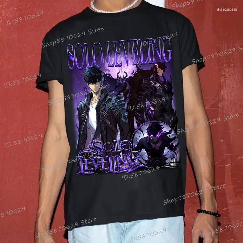 Men's T Shirts Retro Anime T-shirts Men Women Solo Leveling Crew Neck Casual Shirt Summer Short Sleeve Cotton Fashion Sung Jin Woo Tees