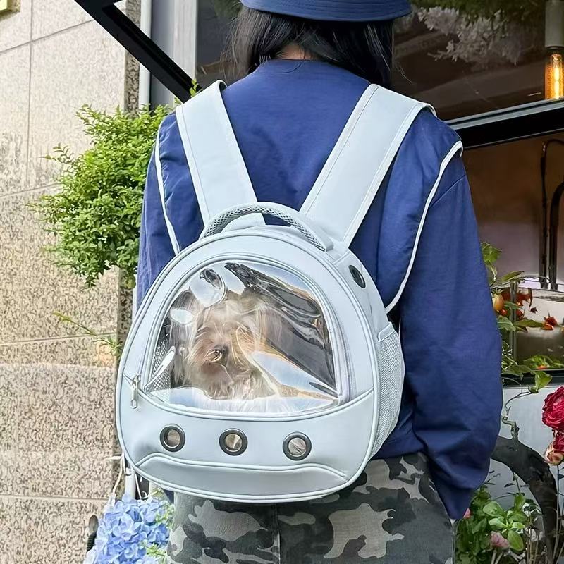 Yorkshire small dog outdoor portable bag, small body pet outdoor backpack, transparent folding high appearance cat backpack