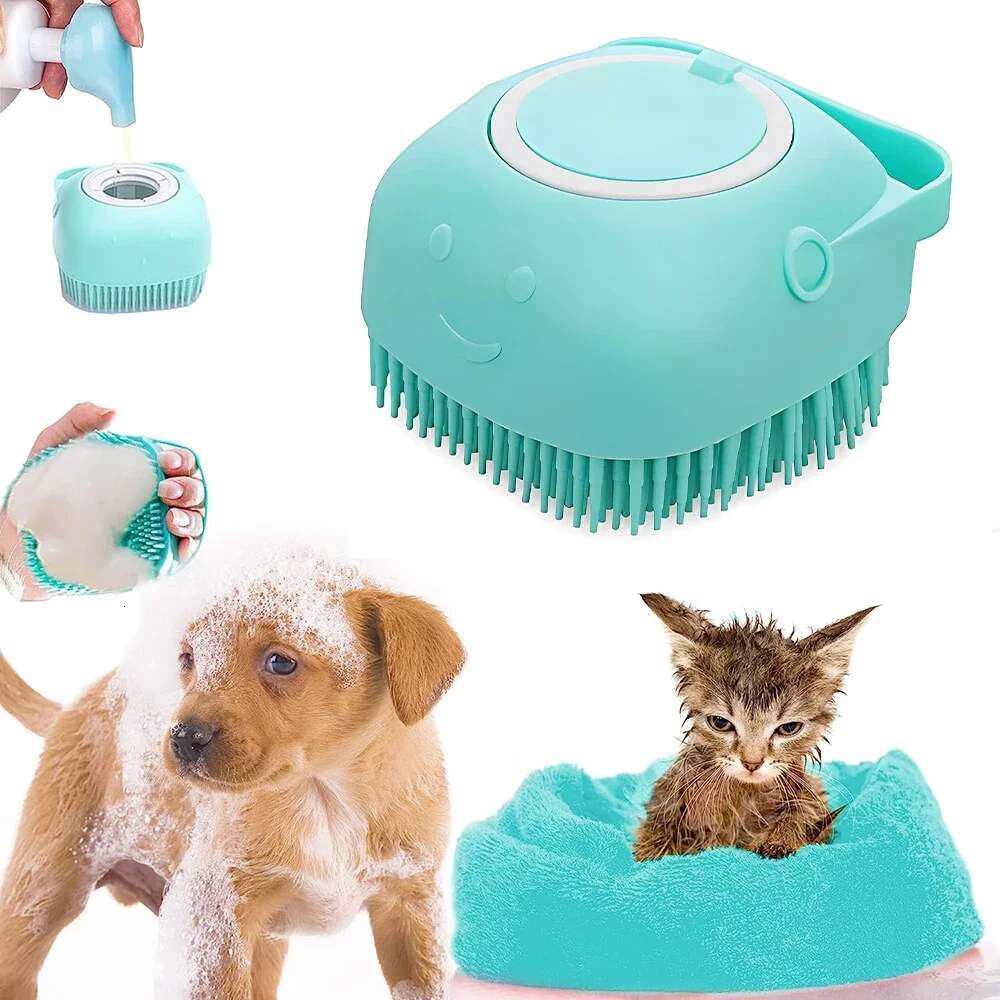 Silicone Cat Shower Pet Shampoo Dispenser Massager Bath Bathroom Puppy Washing Grooming Brush Dog Accessories