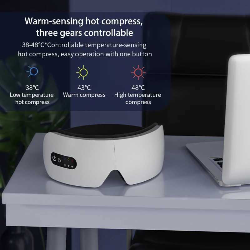 Eye Massage Instrument Vibration Eye Massager Hot Compress Bluetooth Music Eye Care Relieve Fatigue LED Display for Child AdultXJ250224