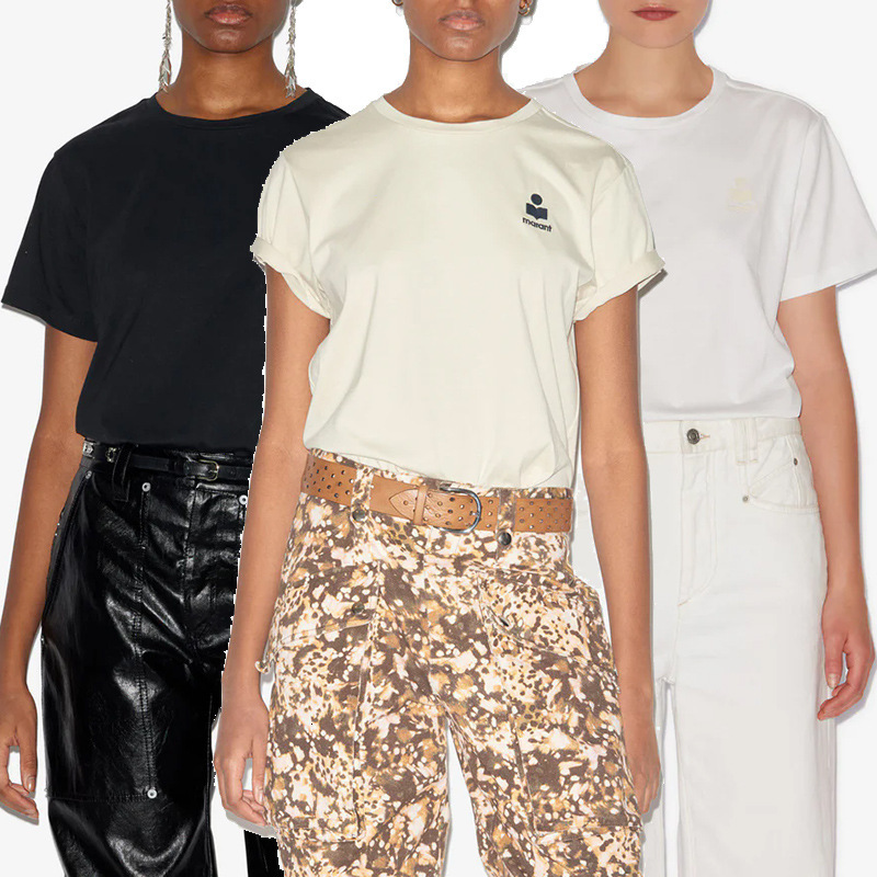 25ss classic embroidered cotton tee isab round neck women designer marantts short sleeved t-shirt adanolaa