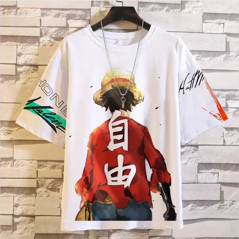 Mens T Shirt MINISO One Piece Cartoon Anime 3d Prints Casual Short Sleeve Tees Street Fashion T-Shirts Male Oversized Clothing W250224